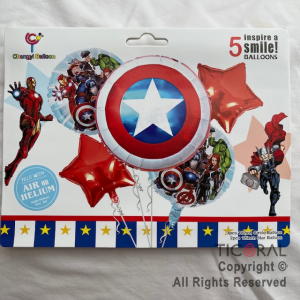 SET DE GLOBOS METALIZADO CAPITAN AMERICA 5 UNIDADES X 1